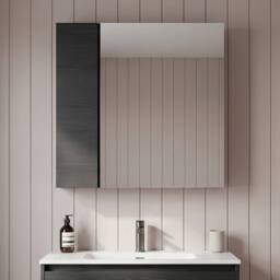 Balterley 600mm 75/25 Split Mirrored Bathroom Cabinet Matt Black - thumbnail 6