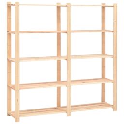 Berkfield Home 5-Tier Storage Rack 170x38x170 cm Solid Pinewood 500 kg in Beige - Size: 170 x 38 x 170 cm