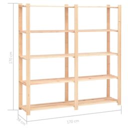 Berkfield Home 5-Tier Storage Rack 170x38x170 cm Solid Pinewood 500 kg in Beige - Size: 170 x 38 x 170 cm - thumbnail 7