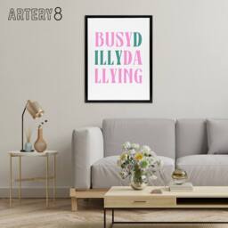 "Artery8 Busy Dilly Dallying Procrastination Joke Funny Framed Canvas Art Print in White - Size: W12"" x H16""" - thumbnail 3