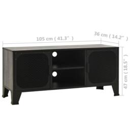 Berkfield Home TV Cabinet Grey 105x36x47 cm Metal & MDF - Size: 105 x 36 x 47 cm - thumbnail 9