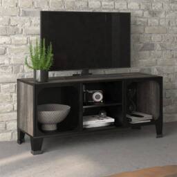 Berkfield Home TV Cabinet Grey 105x36x47 cm Metal & MDF - Size: 105 x 36 x 47 cm - thumbnail 2