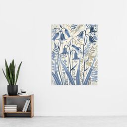 "Artery8 Spring Bluebells Bright Flower Painting Botanical Wall Art Print in Blue - Size: W24"" x H32""" - thumbnail 4