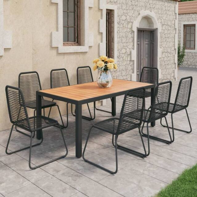 Berkfield Home 9 Piece Garden Dining Set PVC Rattan Black & Brown - image 1