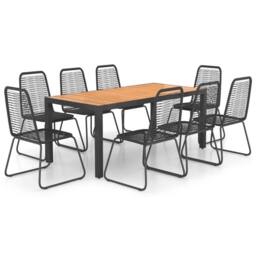 Berkfield Home 9 Piece Garden Dining Set PVC Rattan Black & Brown - thumbnail 2