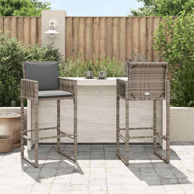 Berkfield Home Beautiful Garden Bar Stools 2 pcs Grey Poly Rattan - image 1