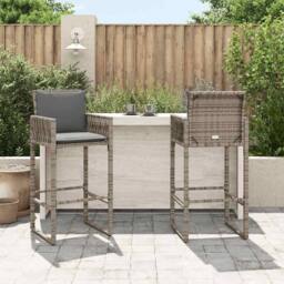 Berkfield Home Beautiful Garden Bar Stools 2 pcs Grey Poly Rattan