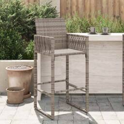 Berkfield Home Beautiful Garden Bar Stools 2 pcs Grey Poly Rattan - thumbnail 2