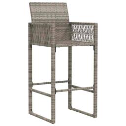 Berkfield Home Beautiful Garden Bar Stools 2 pcs Grey Poly Rattan - thumbnail 4