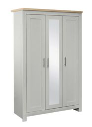Birlea 3 Door Mirror Wardrobe Highgate Farmhouse Shabby Chic in Grey - thumbnail 3