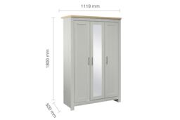 Birlea 3 Door Mirror Wardrobe Highgate Farmhouse Shabby Chic in Grey - thumbnail 6