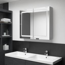 Berkfield Home LED Bathroom Mirror Cabinet Concrete Grey 80x12x68 cm - Size: 80 x 12 x 68 cm - thumbnail 1