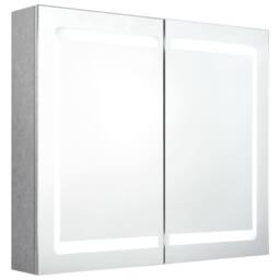 Berkfield Home LED Bathroom Mirror Cabinet Concrete Grey 80x12x68 cm - Size: 80 x 12 x 68 cm - thumbnail 2