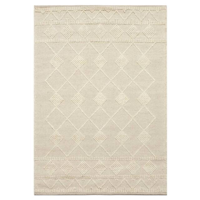 FurnitureboxUK Maeve Cream Diamond Pattern Wool Rug 120x170cm - Size: 170 cm x 120 cm - image 1