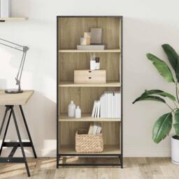 Berkfield Home Modern Bookcase Sonoma Oak 60x35x139 cm Engineered Wood in Brown - Size: 60 x 35 x 139 cm - thumbnail 1