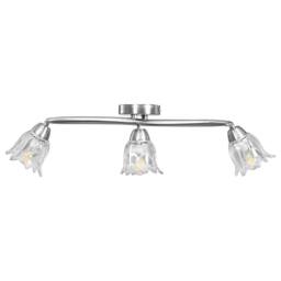 Berkfield Home Ceiling Lamp with Transparent Glass Shades for 3 E14 Bulbs Tulip in Silver - thumbnail 4