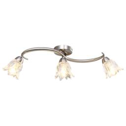Berkfield Home Ceiling Lamp with Transparent Glass Shades for 3 E14 Bulbs Tulip in Silver - thumbnail 1