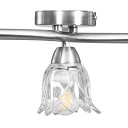 Berkfield Home Ceiling Lamp with Transparent Glass Shades for 3 E14 Bulbs Tulip in Silver - thumbnail 7