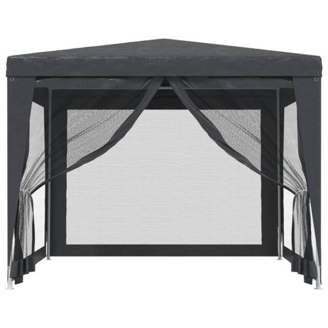 Berkfield Home Party Tent with 4 Mesh Sidewalls Anthracite 3x3 m HDPE in Dark Grey - image 1
