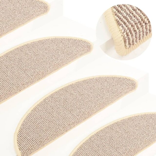 Berkfield Home Carpet Stair Treads 15 pcs White & Brown 65x21x4 cm - Size: Medium - image 1
