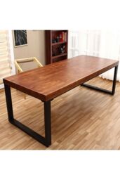 Living and Home 2 Pieces Industrial Heavy Duty Rectangular Iron Table Legs in Black - thumbnail 6