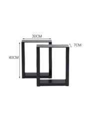 Living and Home 2 Pieces Industrial Heavy Duty Rectangular Iron Table Legs in Black - thumbnail 3