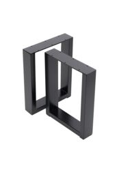 Living and Home 2 Pieces Industrial Heavy Duty Rectangular Iron Table Legs in Black - thumbnail 2