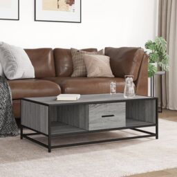 Berkfield Home Coffee Table Grey Sonoma 100x57x35 cm Engineered Wood & Metal - Size: 100 x 57 x 35 cm - thumbnail 3