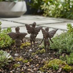 Garden Greatness Trio Cast Iron Standing Fairies in Brown - Size: 3 Pack - thumbnail 2