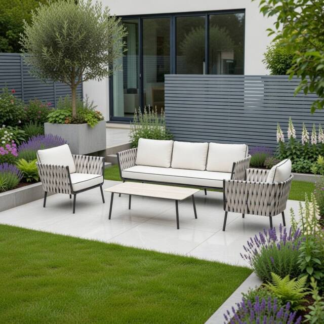 DS Living Rope Aluminium Garden Furniture 5 Seater in Grey - image 1