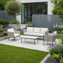 DS Living Rope Aluminium Garden Furniture 5 Seater in Grey
