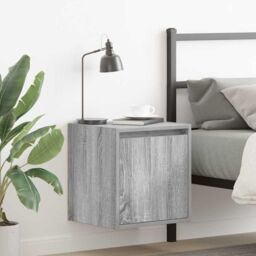 Berkfield Home Wall-Mounted Bedside Cabinet Grey Sonoma 38x34x40 cm - Size: 38 x 34 x 40 cm - thumbnail 1