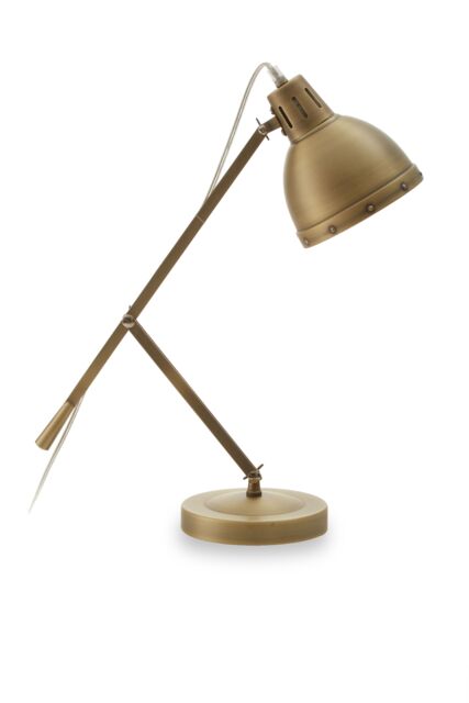 Orsina Adjustable Desk Lamp In Antique Brass With Round Base, Angular Table Lamp, Sleek Brass Desk Lamp For Office in Gold - image 1