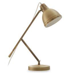 Orsina Adjustable Desk Lamp In Antique Brass With Round Base, Angular Table Lamp, Sleek Brass Desk Lamp For Office in Gold - thumbnail 3
