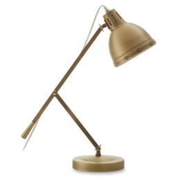 Orsina Adjustable Desk Lamp In Antique Brass With Round Base, Angular Table Lamp, Sleek Brass Desk Lamp For Office in Gold - thumbnail 2