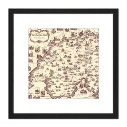 Artery8 1936 Ernest Dudley Chase Pictorial Map Switzerland 8X8 Inch Square Wooden Framed Wall Art Print Picture with Mount in Black - thumbnail 1