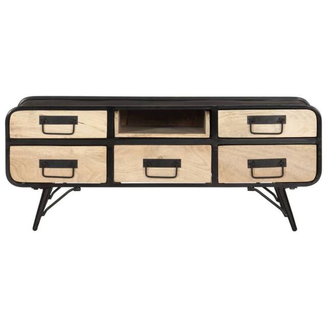 Berkfield Home Beautiful Coffee Table 100x50x40 cm Solid Mango Wood in Black - Size: 100 x 50 x 40 cm - image 1