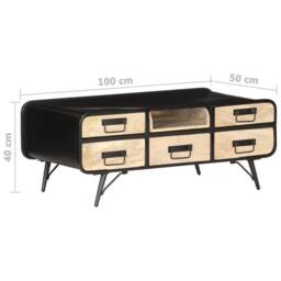 Berkfield Home Beautiful Coffee Table 100x50x40 cm Solid Mango Wood in Black - Size: 100 x 50 x 40 cm - thumbnail 7