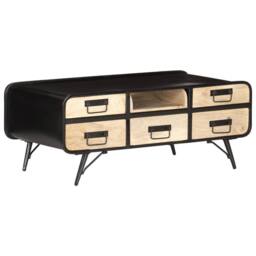 Berkfield Home Beautiful Coffee Table 100x50x40 cm Solid Mango Wood in Black - Size: 100 x 50 x 40 cm - thumbnail 8