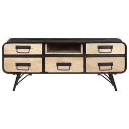 Berkfield Home Beautiful Coffee Table 100x50x40 cm Solid Mango Wood in Black - Size: 100 x 50 x 40 cm - thumbnail 1