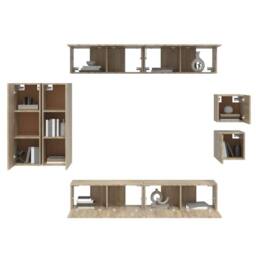 Berkfield Home Classic 8 Piece TV Cabinet Set Sonoma Oak Engineered Wood in Light Brown - thumbnail 4