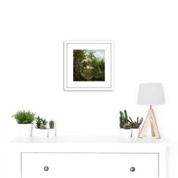 Artery8 Van Den Kerkhoff Indian Landscape 8X8 Inch Square Wooden Framed Wall Art Print Picture with Mount in White - thumbnail 2