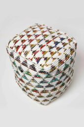 Homescapes Chindi Design Small Square Beanbag Style Footstool in Cream - thumbnail 3