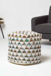Homescapes Chindi Design Small Square Beanbag Style Footstool in Cream - thumbnail 2