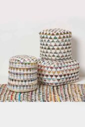 Homescapes Chindi Design Small Square Beanbag Style Footstool in Cream - thumbnail 5