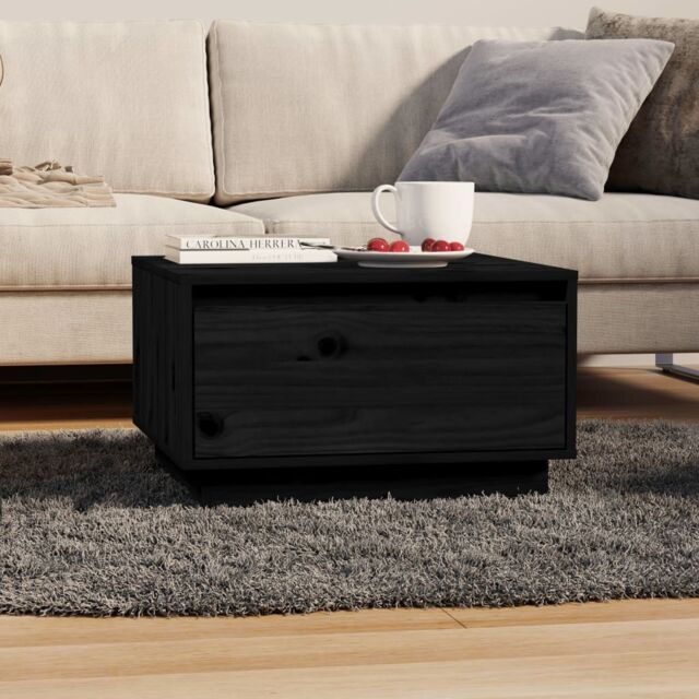 Berkfield Home Coffee Table Black 55x56x32 cm Solid Wood Pine - Size: 55 x 56 x 32 cm - image 1