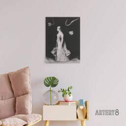 "Artery8 Haunting Ghostly Female Figure Redon Vintage Canvas Wall Art in Black - Size: W18"" x H24""" - thumbnail 3