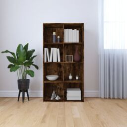 Berkfield Home Book Cabinet/Sideboard Smoked Oak 66x30x130 cm Engineered Wood in Brown - Size: 66 x 30 x 130 cm - thumbnail 3
