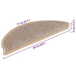 Berkfield Home Stair Mats Self-adhesive Sisal-Look 15 pcs 56x17x3 cm Light Beige - Size: Medium - thumbnail 9