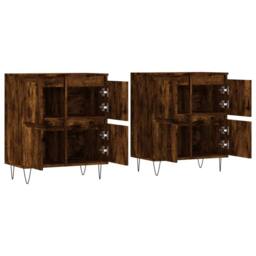 Berkfield Home Sideboards 2 pcs Smoked Oak Engineered Wood in Brown - thumbnail 4